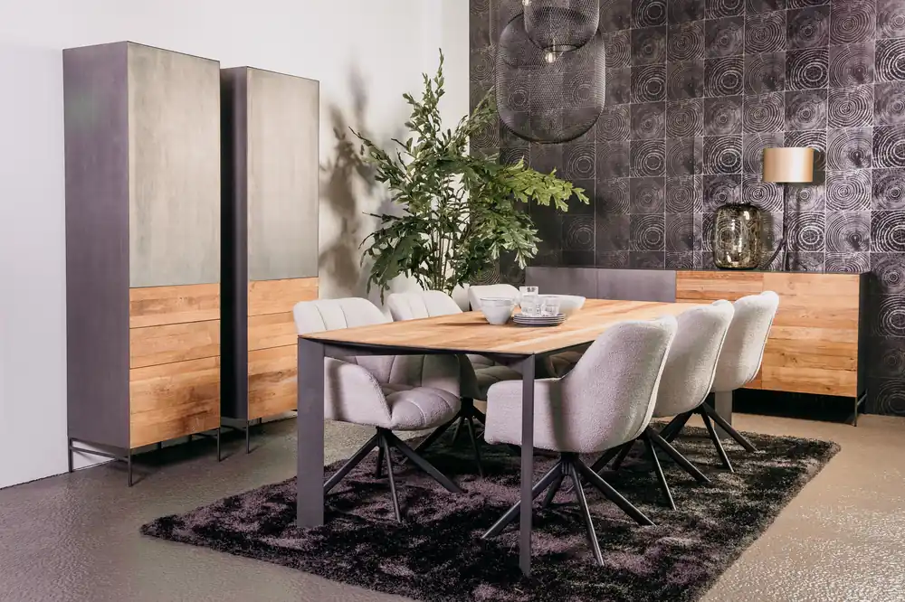Pandora Esstisch aus Teakholz 180 - 240 cm - verschiedene Abmessungen - mit Metallgestell Markenprodukt