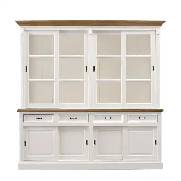 Vitrinen Schrank Vincenza 220 cm Landhaus Vitrine - verschiedene Farben Preis Gesenkt