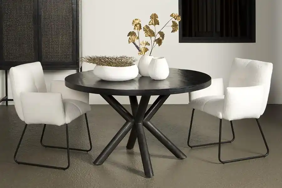 Top-Seller Esstisch Selva in runder Form - Mangoholz mit Metallgestell