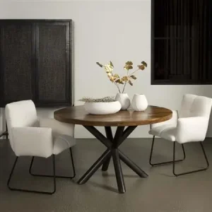 Esstisch Selva in runder Form - Mangoholz mit Metallgestell Aktuell