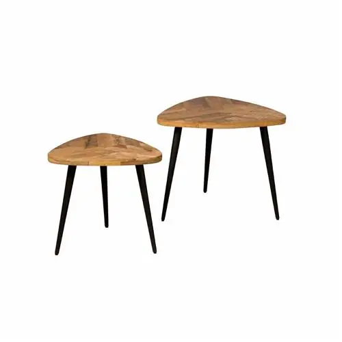 Nur Für Kurze Zeit Viola dreieckiger Beistelltisch aus Mango Holz - Couchtisch 2er-Set