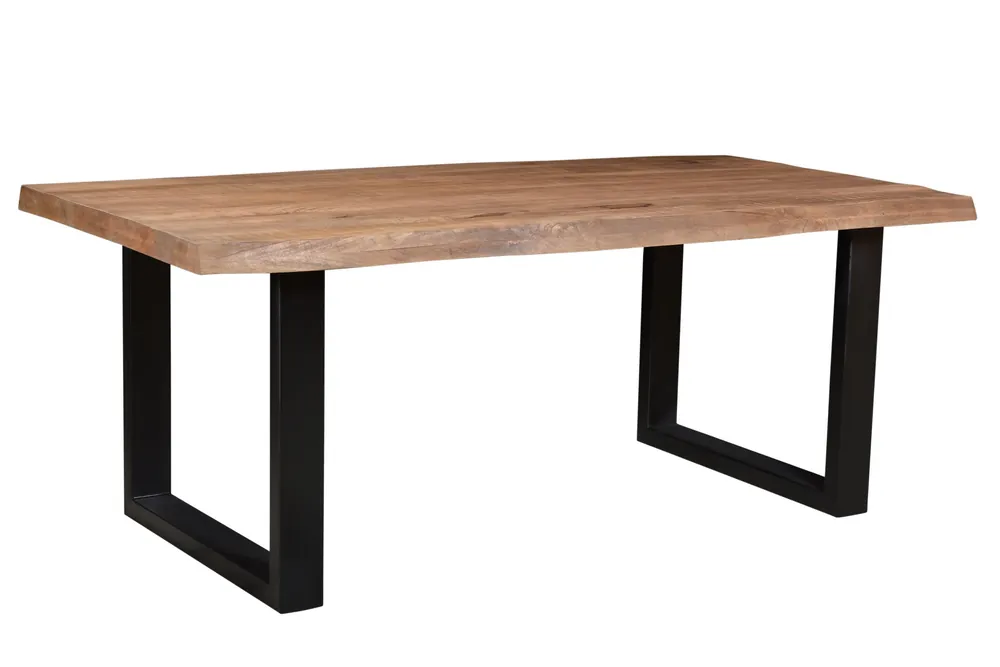Schnäppchen Sturdy Baumkante Esstisch Mangoholz mit U-Stahlgestell Wohnzimmertisch Minimalistischer- Stil