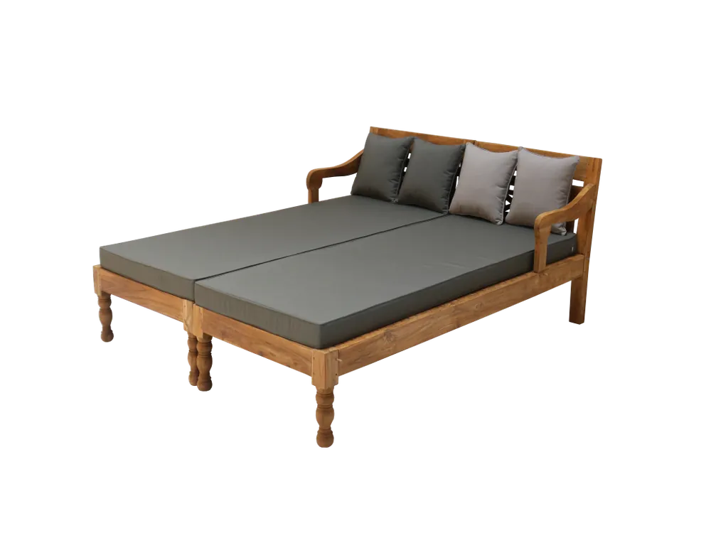 Lounge Gartenliege L/R Sonnenliege Massiv Teakholz Outdoor Möbel mit Auflage Aktuell