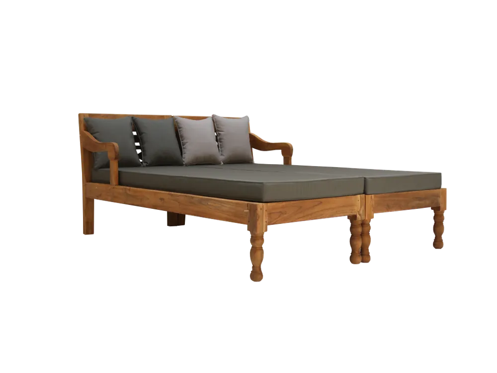 Top-Angebot Lounge Gartenliege L/R Sonnenliege Massiv Teakholz Outdoor Möbel mit Auflage