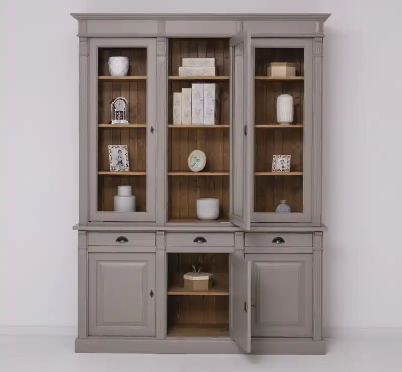 Vitrinen Schrank - im Landhausstil - Massivholz 240 cm Versand Am Gleichen Tag