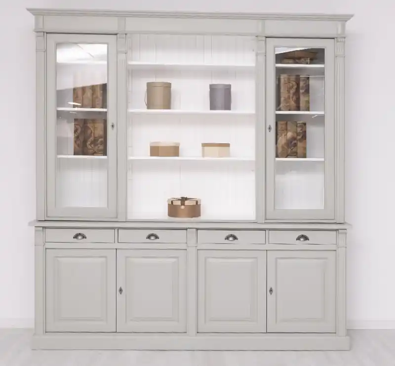 Sofort Bestellen Zweifarbige Glasvitrine - Landhaus Vitrine Bücherregal Bücherwand