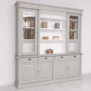 Zweifarbige Glasvitrine - Landhaus Vitrine Bücherregal Bücherwand Super-Preis