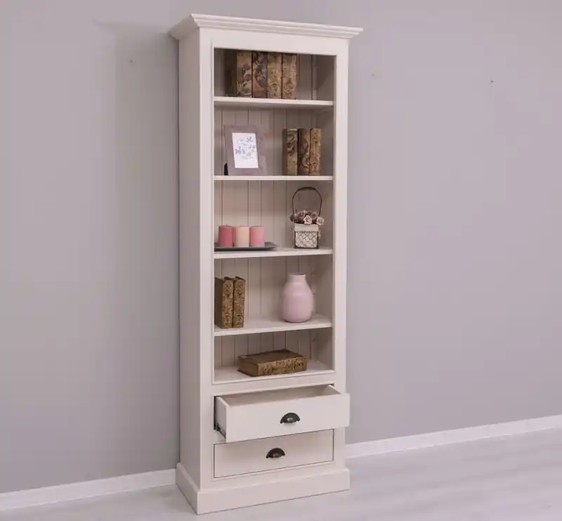 Modernes Massives Bücherregal mit verstellbaren Regalböden und 2 Schublade - Regal Neu
