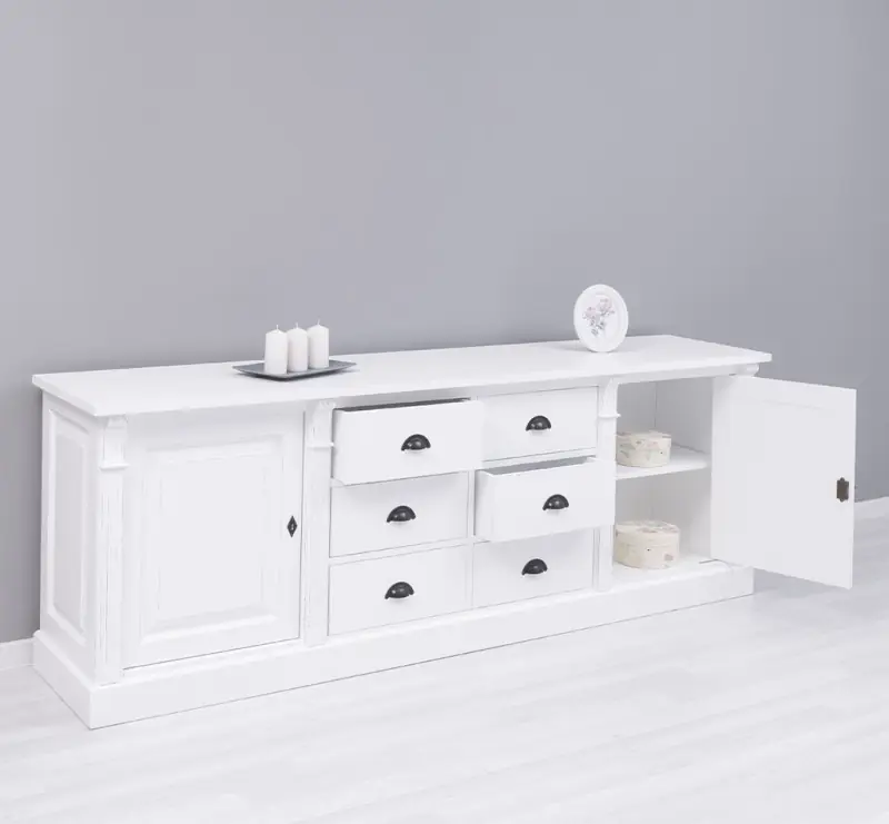 Landhaus Anrichte mit 6 Schubladen und 2 Türen - Sideboard Massivholz Direkt Vom Hersteller
