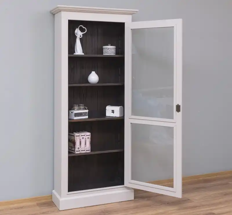 schmale Glasvitrine mit 1 Tür - Landhausstil Vitrine Rabatt