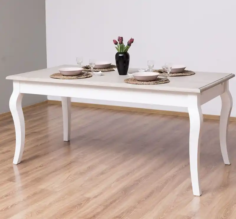 Online Kaufen Massivholz Esstisch mit gebogenen Beinen 160 - 210 cm - Landhaus Tisch