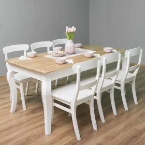 Markenprodukt Massivholz Esstisch mit gebogenen Beinen 160 - 210 cm - Landhaus Tisch