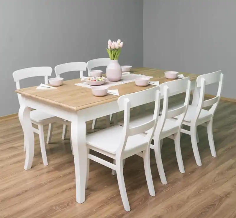 Markenprodukt Massivholz Esstisch mit gebogenen Beinen 160 - 210 cm - Landhaus Tisch