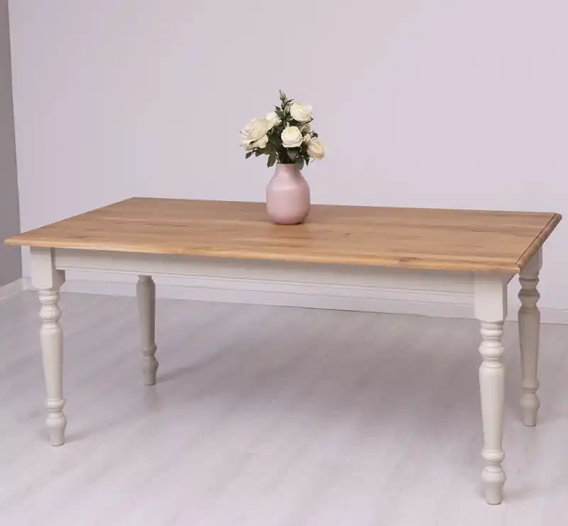 Massiver Esstisch 160 - 210 cm mit gedrechselten Beinen - Landhaus Tisch Begrenztes Angebot