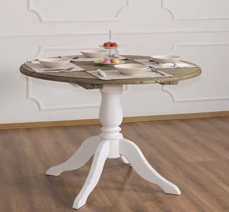 Runder Tisch erweiterbar 120 cm x 120 cm + Verlängerung 40cm Abverkauf