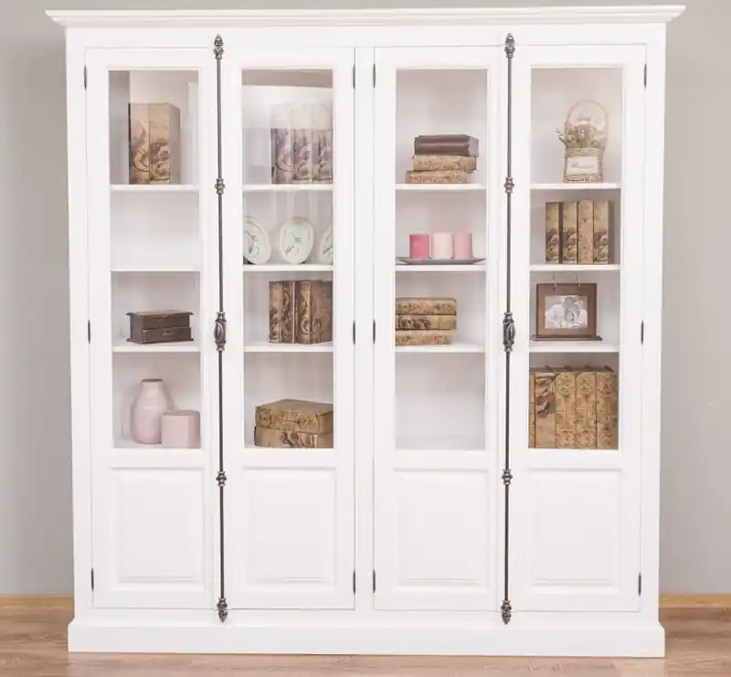 Schneller Versand Massiver Landhausstil - Glasvitrine Wohnzimmer- Küchenschrank Bücherwand