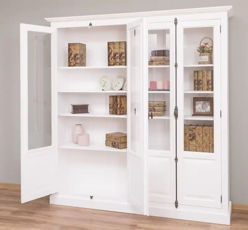 Massiver Landhausstil - Glasvitrine Wohnzimmer- Küchenschrank Bücherwand Rabatt