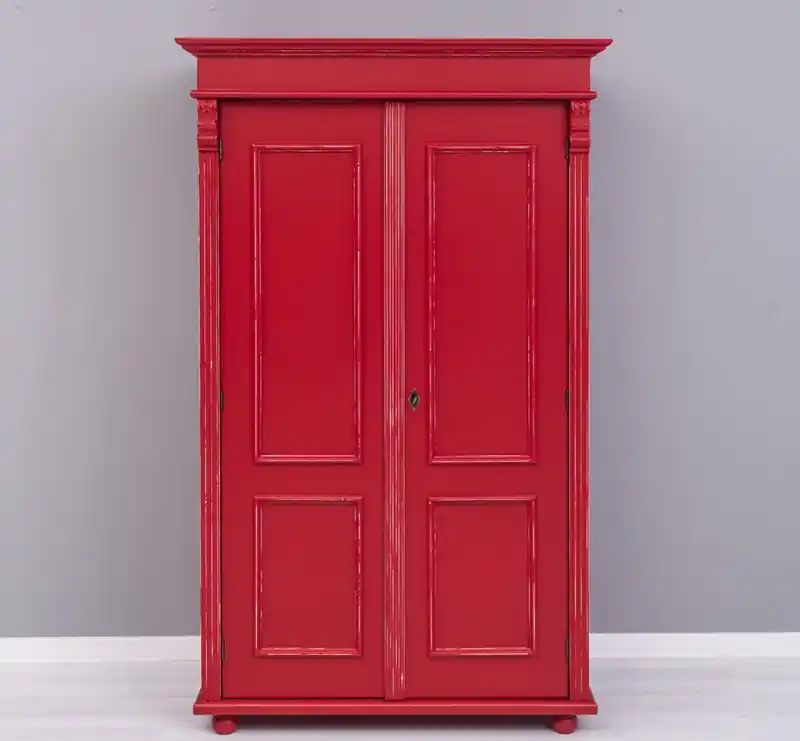 Kleiderschrank Massivholz Kiefer – 110x180x58 cm, mit Kleiderstange & Einlegeboden Neue Kollektion