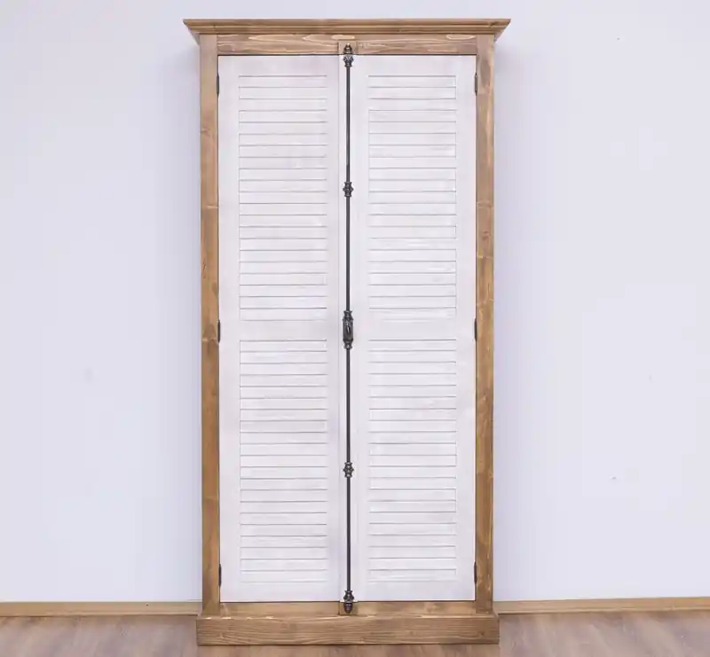 Shutter Kleiderschrank Massivholz Kiefer – 2 Lamellentüren, 109x210x40 cm Knallerangebot