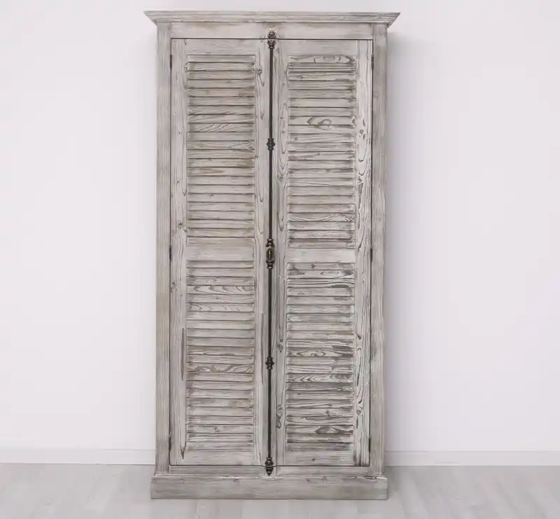 Must-Have Shutter Kleiderschrank Massivholz Kiefer – 2 Lamellentüren, 109x210x40 cm