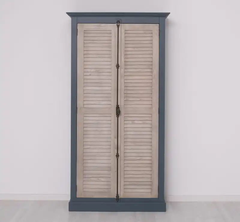 Sofort Bestellen Shutter Kleiderschrank Massivholz Kiefer – 2 Lamellentüren, 109x210x40 cm