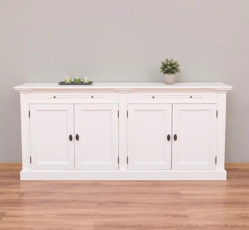 Direktkauf Landhaus Sideboard weiß mit vier Türen 200 cm breit