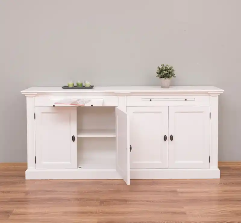 Schnäppchen Landhaus Sideboard weiß mit vier Türen 200 cm breit