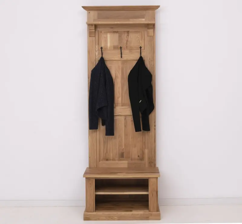 Garderobe Eiche mit Kleiderhacken - 80 cm breit Preiswert