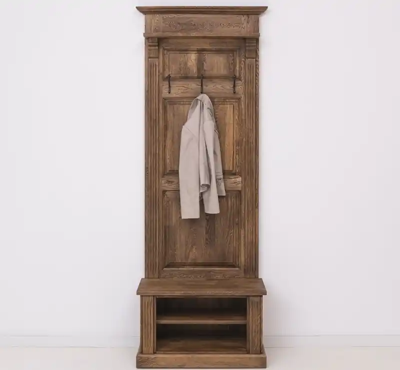 Garderobe Eiche mit Kleiderhacken - 80 cm breit Expressversand