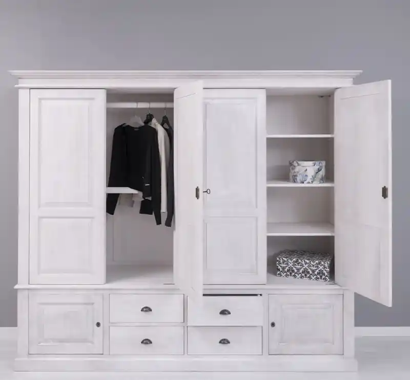 Massivholz Kleiderschrank - 232 cm breit - Landhaus Schrank Online Kaufen