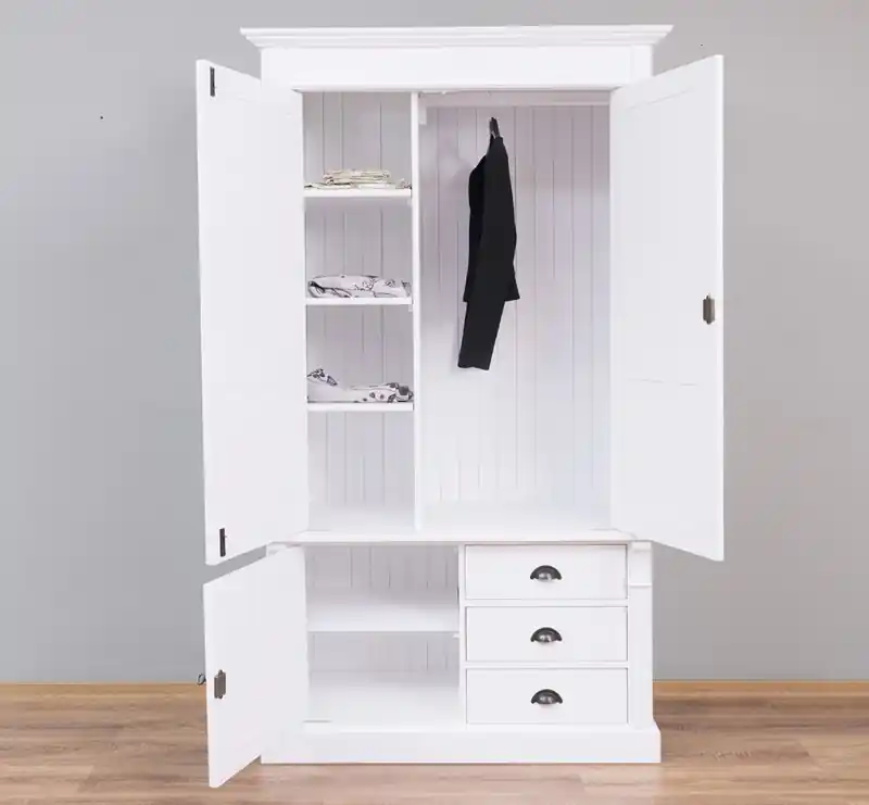 Saisonangebot Massivholz Kiefern Kleiderschrank - 121 cm breit - Landhaus