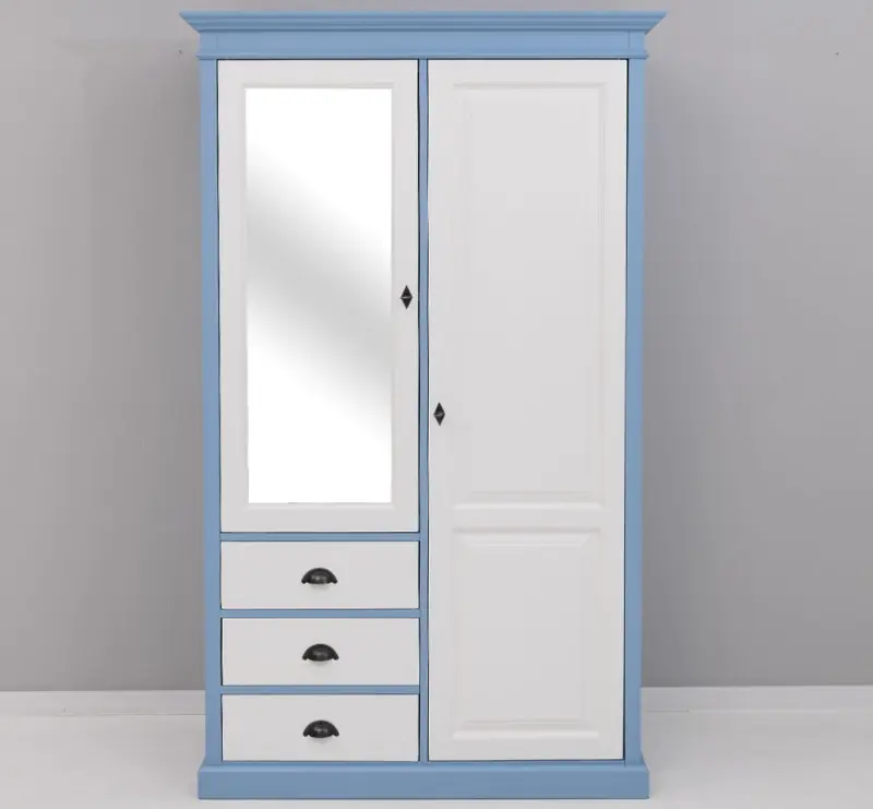 Direktkauf Massivholz Landhaus Kleiderschrank - 121 cm breit mit Spiegel