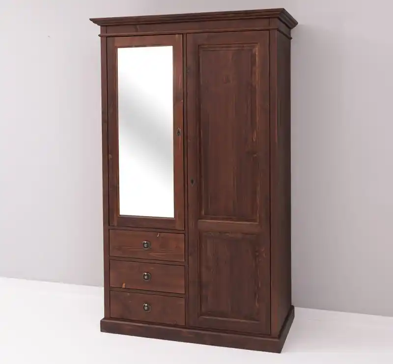 Direkt Vom Hersteller Massivholz Landhaus Kleiderschrank - 121 cm breit mit Spiegel