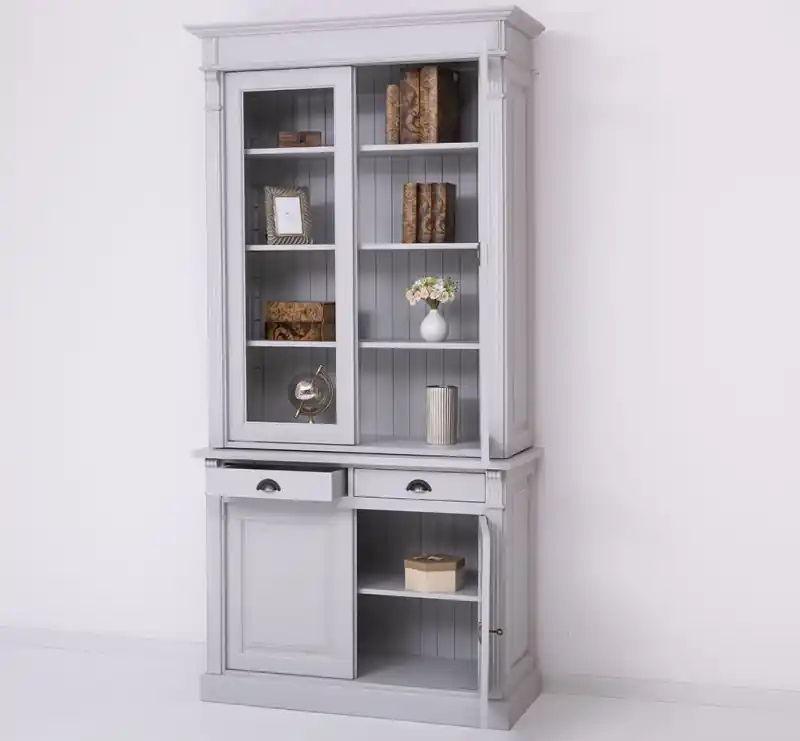 Bestseller Vitrinen- Schrank 120 cm breit - Massiver Landhaus Schrank mit Glas