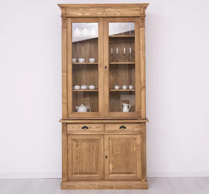 Vitrinen- Schrank 120 cm breit - Massiver Landhaus Schrank mit Glas Kracherpreis