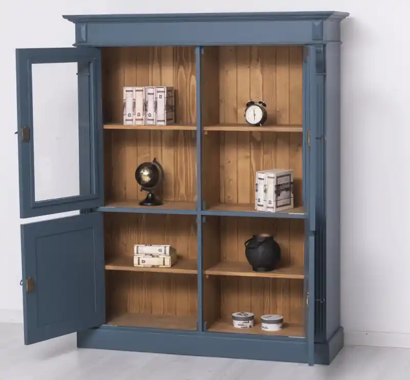 Sichere Zahlung Glasvitrine 130 cm breit mit 4 Türen - Landhaus Vitrine