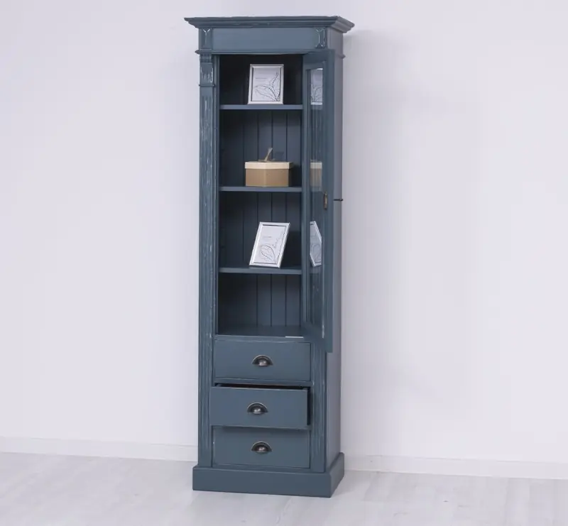Vielseitige Vitrine 65 cm breit mit 3 Schubladen - Landhaus Vitrine Abverkauf