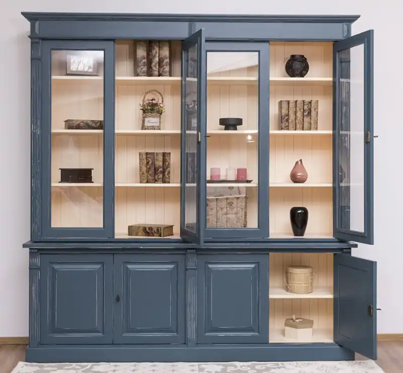 landhaus Vitrine 223 cm Glasvitrine - Massivholz Neu Im Sortiment