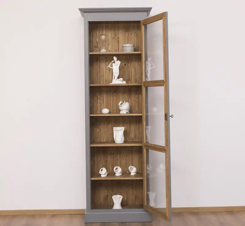 Vielseitige Vitrine 75 cm breit mit einer großen Glastüren - Landhaus Vitrine Jetzt Bestellen