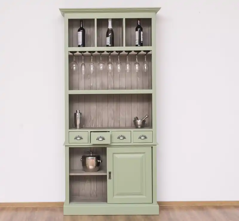 Billig Barschrank aus massiven Kiefernholz - 103 cm Breit - Landhaus Schrank