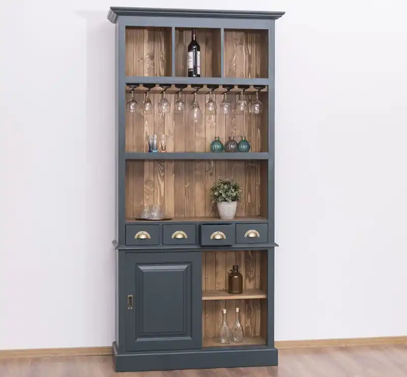 Zertifiziert Barschrank aus massiven Kiefernholz - 103 cm Breit - Landhaus Schrank