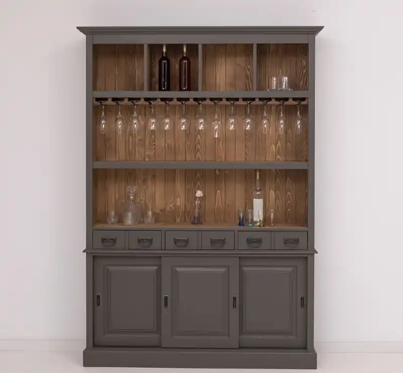 Bestpreis Barschrank Massivholz - 151 cm Breit - Landhaus Schrank