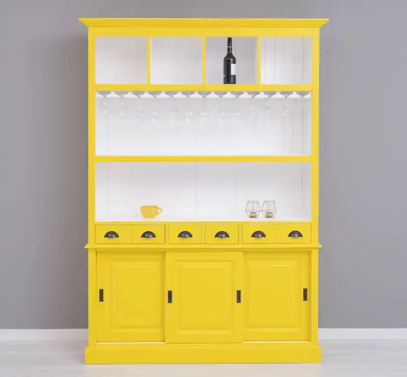 Highlight Barschrank Massivholz - 151 cm Breit - Landhaus Schrank
