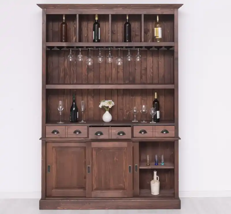 Schnäppchen Barschrank Massivholz - 151 cm Breit - Landhaus Schrank