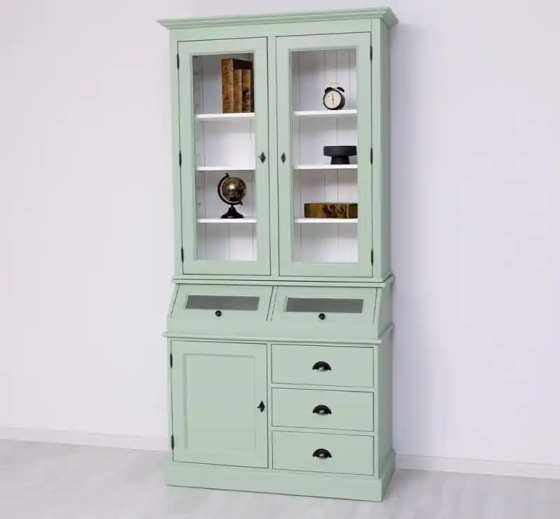 Landhaus Vitrinen Schrank 113 cm breit zweifarbig Meistverkauft