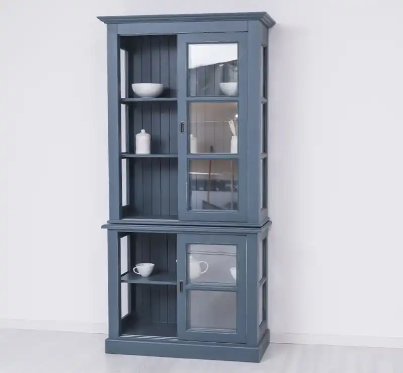 Knallerangebot Küchenschrank mit Glasschiebetüren Massivholz Vitrine Landhaus