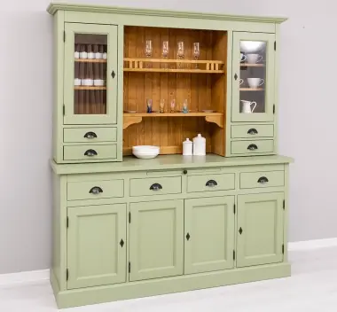 Geprüft Landhaus Küchenschrank im alten Landhausstil aus Massivholz Küchen Schrank 180 cm