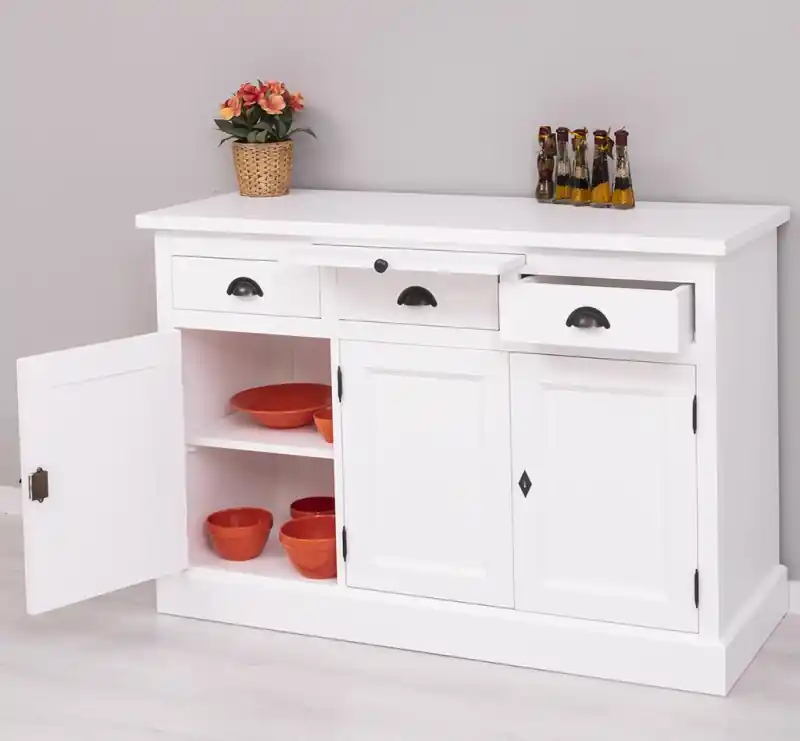 Landhaus Sideboard mit ausziehbaren Ablageflächen - Massive Kommode Rabatt