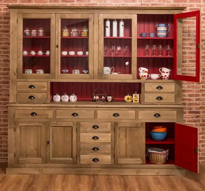 Landhaus Küchenschrank im Landhausstil aus Massivholz Küchen Schrank 245 cm Neu