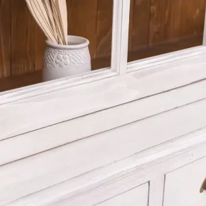 Zertifiziert Vitrinen Schrank aus Massivholz Küchenschrank 245 cm